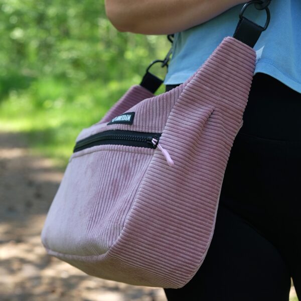 Torba Spacerowa Sztruks Crossbody Lavender. - obrazek 3