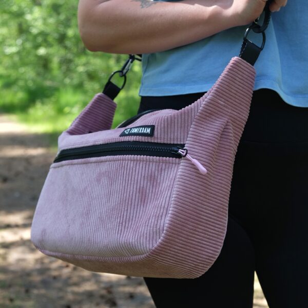 Torba Spacerowa Sztruks Crossbody Lavender. - obrazek 2
