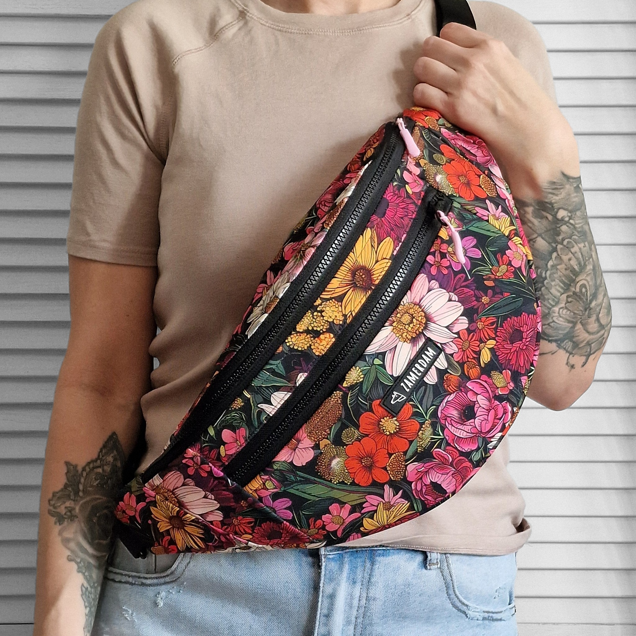 Nerka Midi Kangur Softshell Flowers